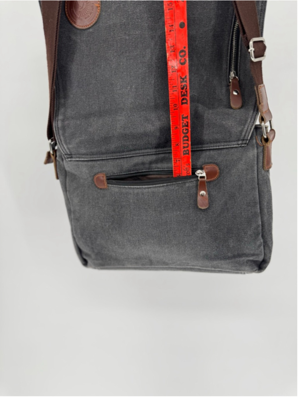 Augur Strauss & Co Gray Messenger Bag One Size with Brown Accents - Picture 13 of 14